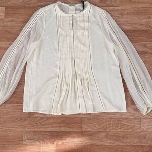 Elie Tahari Cream Pleated Blouse